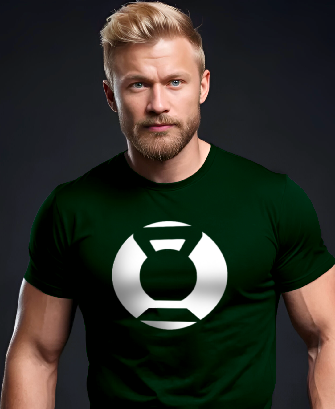 Green Kettlebell on Green T-shirt for Men