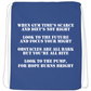 Back view of the Blue Kettlebell  blue string bag by Pumpous Apparel, with text in white inspired by DC Comics' Blue Lantern Corps oath but with a fitness twist. The text reads: 
When gym time's scarce and dient's not right
Look to the future and focus your might
Obstacles are all bark but you're all bite
Look to the pump, for hope burns bright