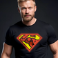 Blond muscular man wearing Pump of Tomorrow gym tee